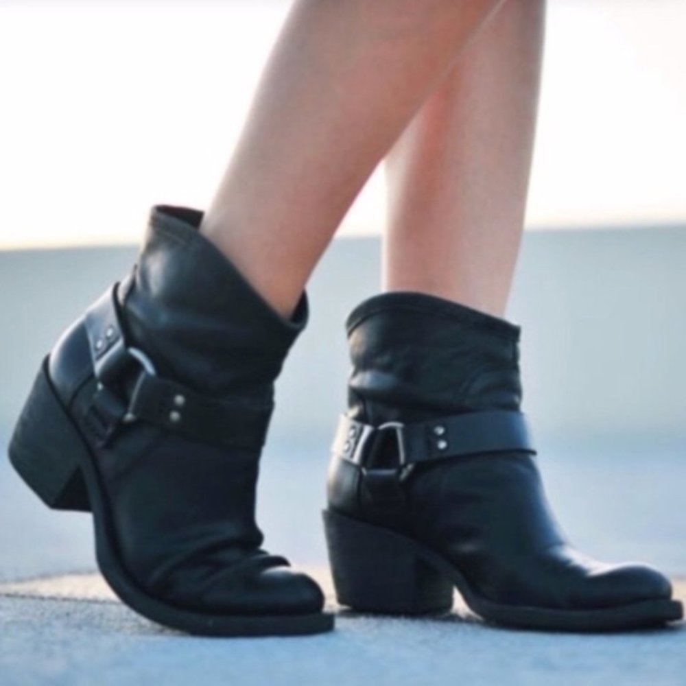 LUCKY BRAND Bambi Black Rider/Moto Leather Booties